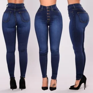 SculptCurve Button Front Skinny Jeans