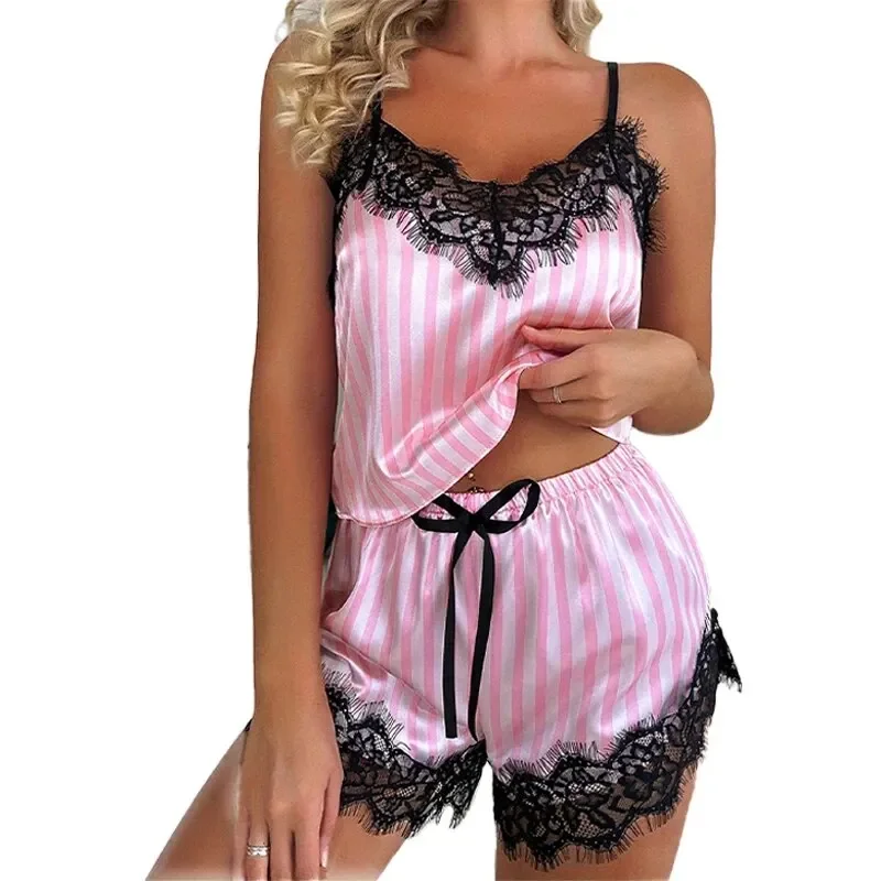 s042d548fe9464c2e8da7a55a44611076d.webp Pink Whisper Lace Pajama Set
