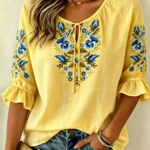 Home Amelia Embroidered Peasant Blouse