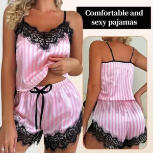Pink Whisper Lace Pajama Set