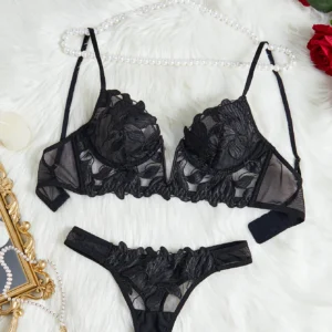 Midnight Bloom Lace Set