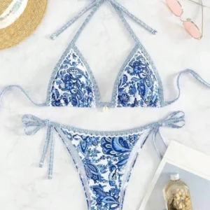Blue Porcelain Bikini Set