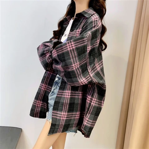 s566282ce0c9d461fae8060cc3f2f3524m.webp Willow Check Oversized Shirt