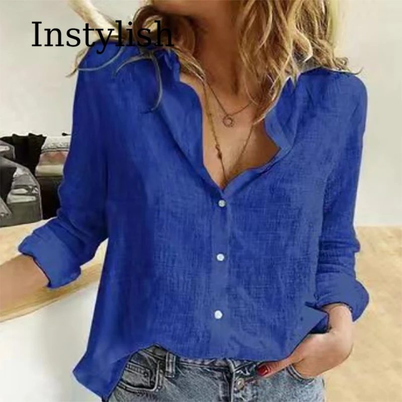 s7a9bdca672584ffe90934fffafedb7492.webp Women's Casual White Linen Button-Up Shirt