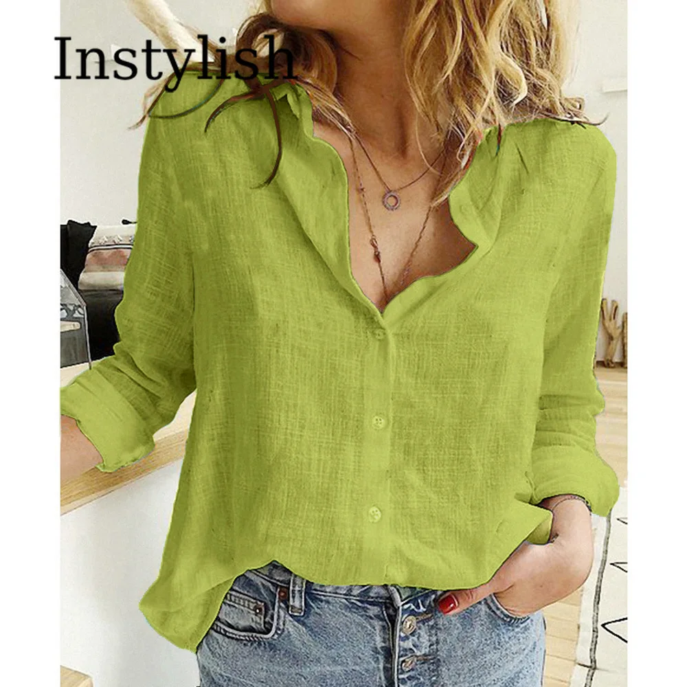 sb96ae1b752504bfb9ccae1288a091b6cm.webp Women's Casual White Linen Button-Up Shirt
